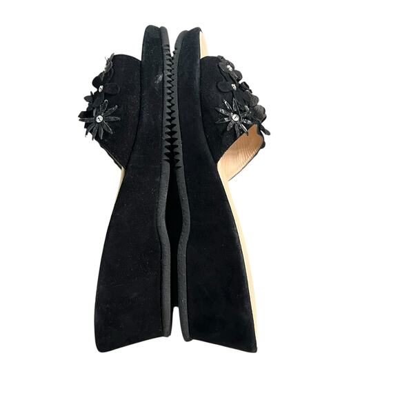 Gilardini Firenze Italian Beaded Black Suede Slip On Sandals Women's Sz. 39 - Picture 6 of 8